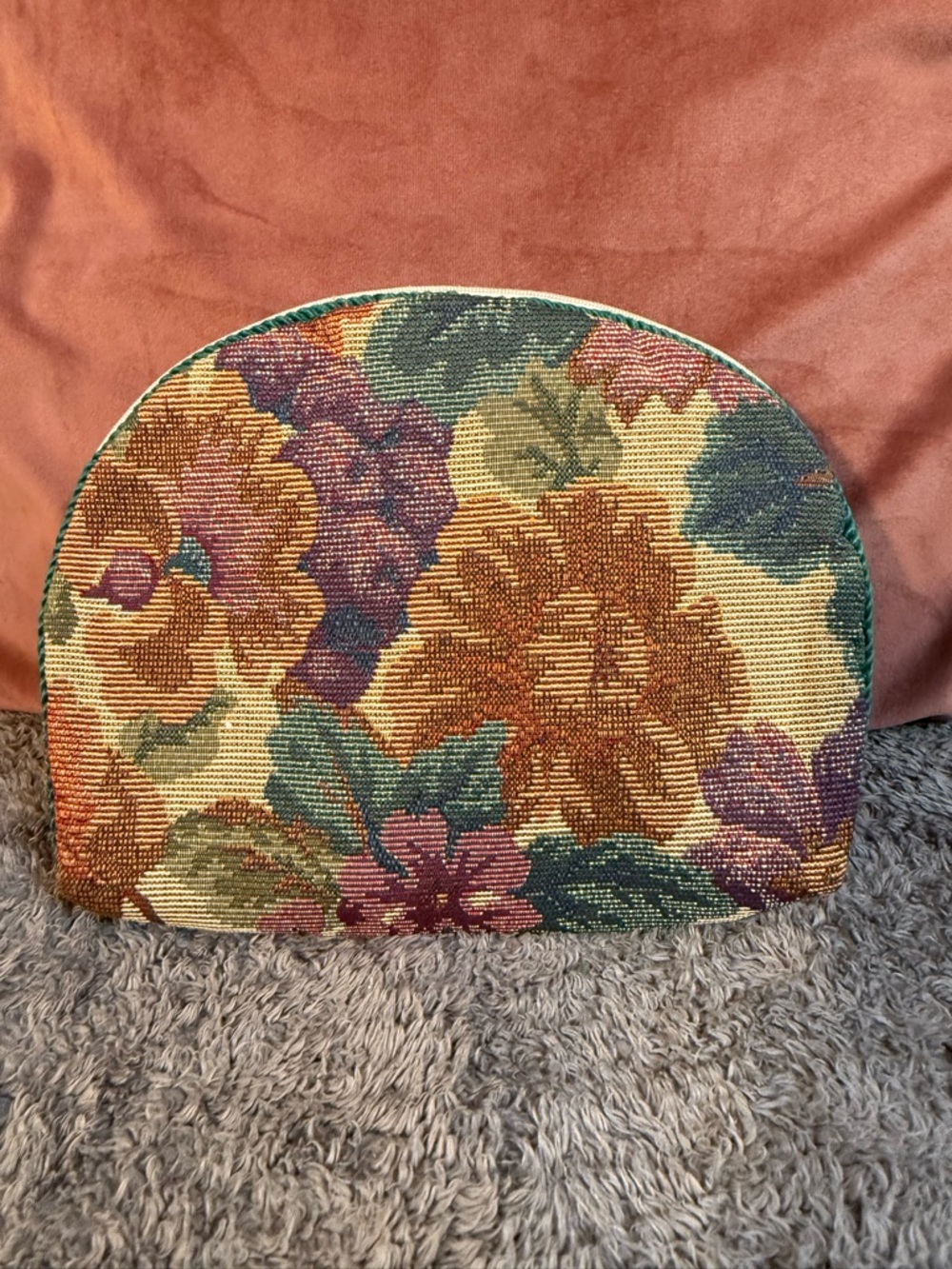 Vintage-style “allegro pacific” Floral Tapestry Cosmetic Pouch.
